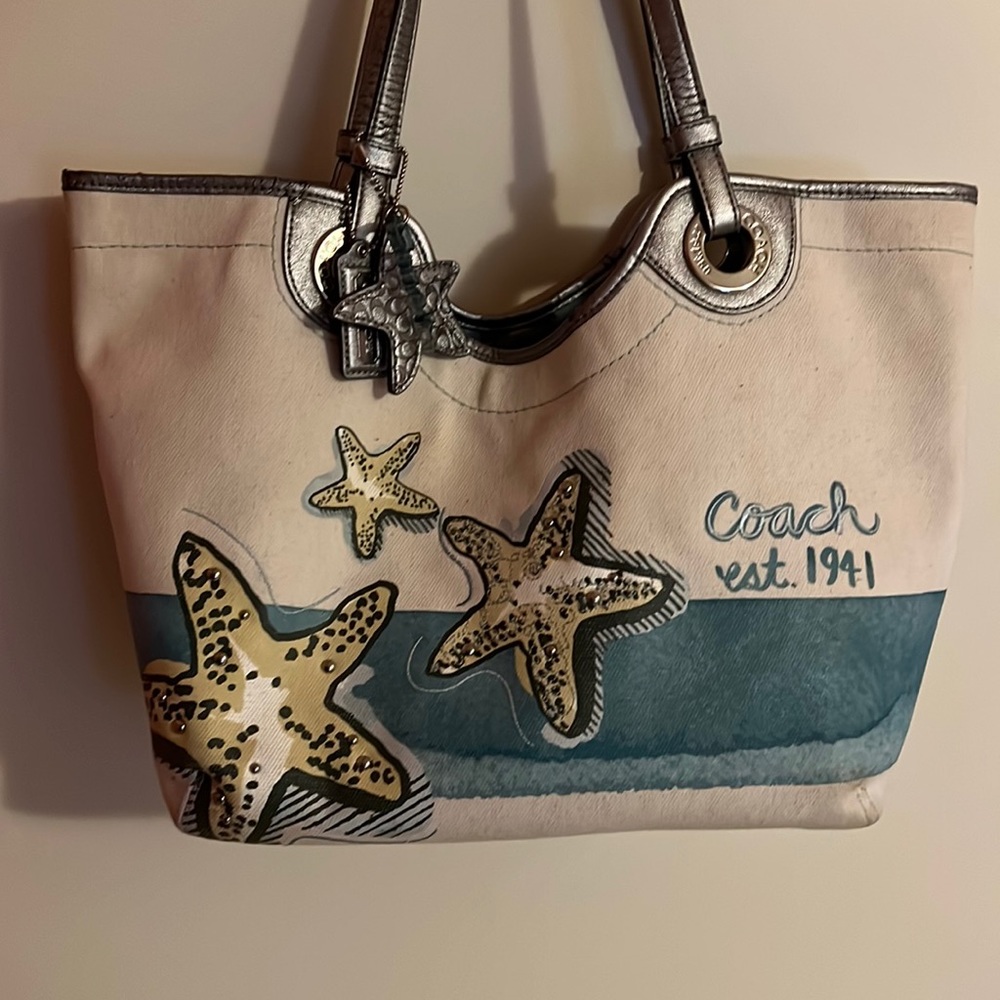 Coach bag starfish beach style worn handles